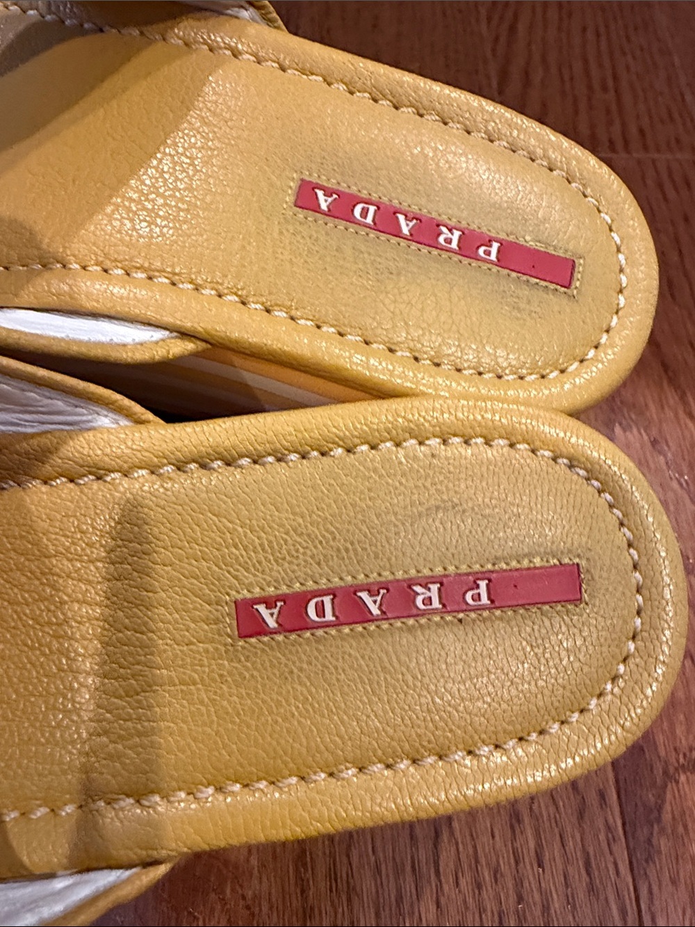 Prada Yellow Leather Platform Thong Sandals - Picture 5 of 17
